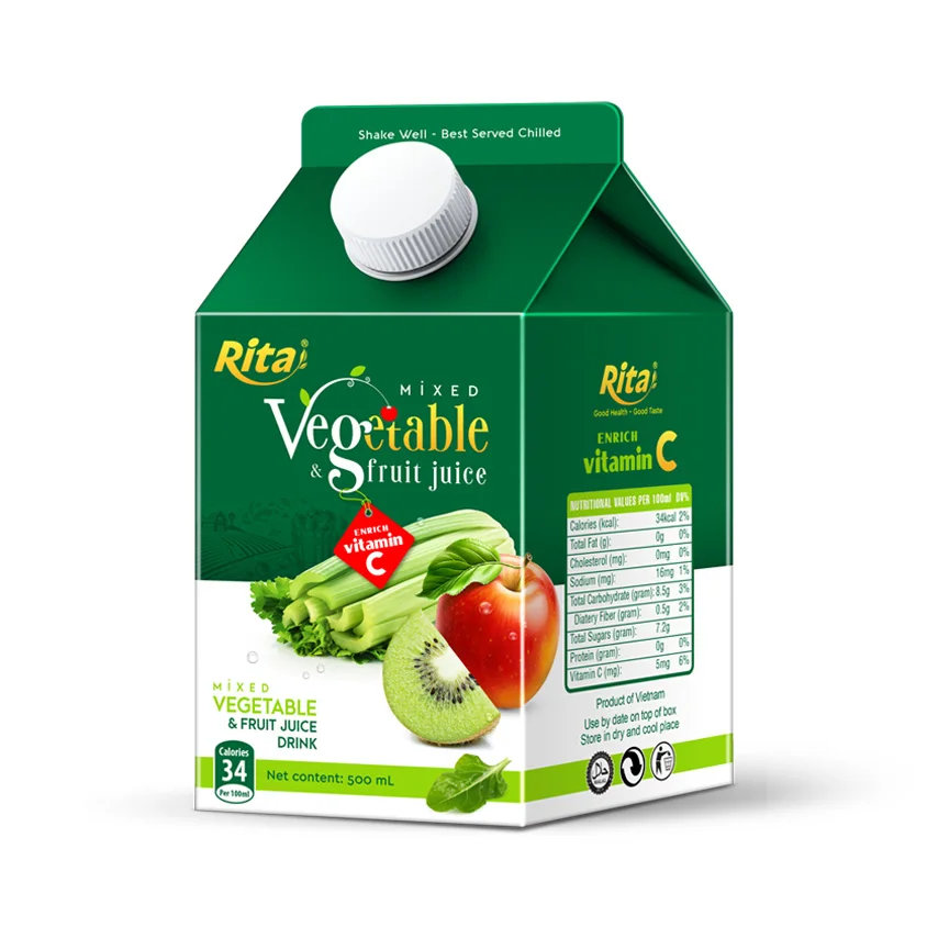 Vietnam Supplier 350 ml Box Paper Mixed Vegetable Juice