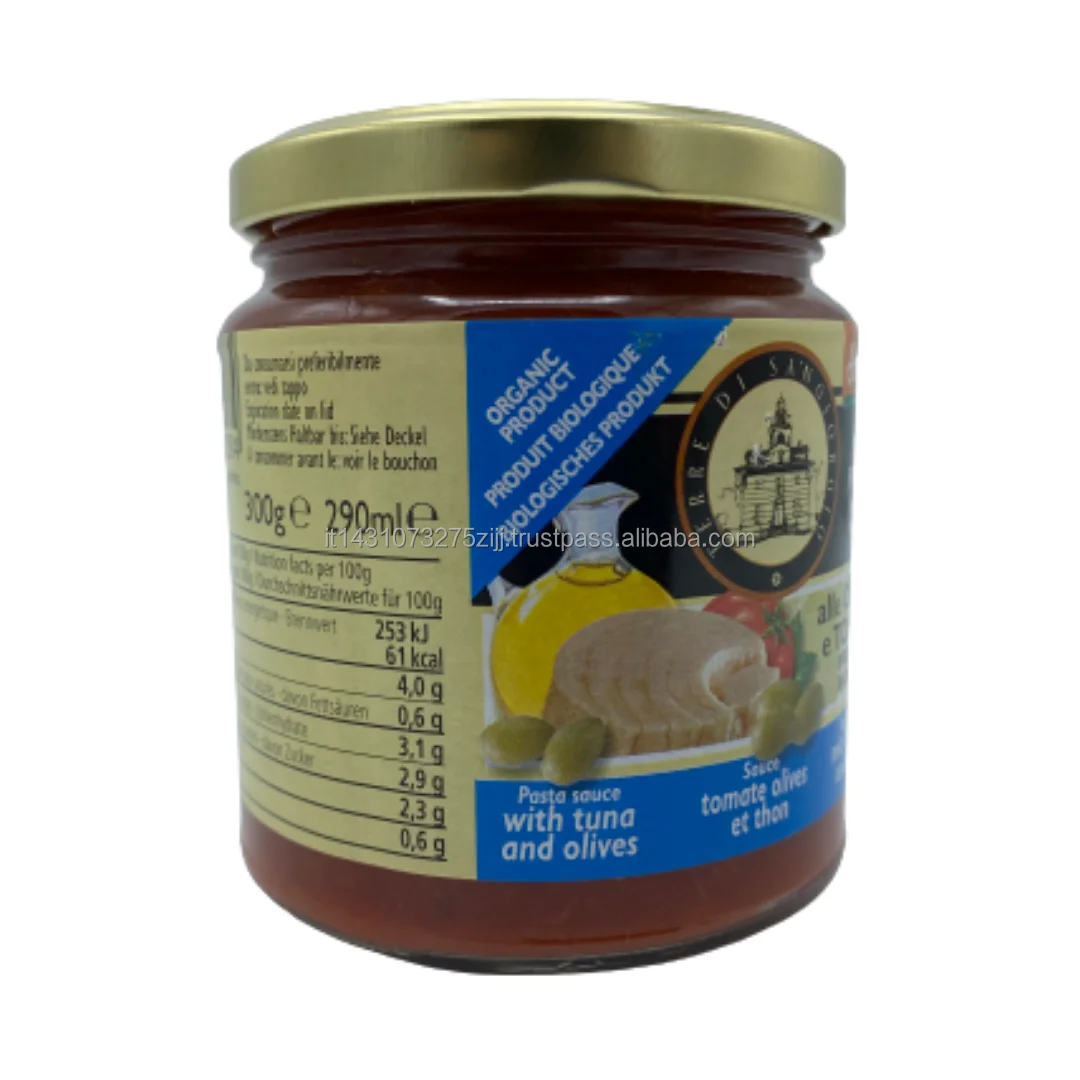 Made in Italy top quality organic bio ready to eat TOMATO SAUCE with tuna and olives 300gr