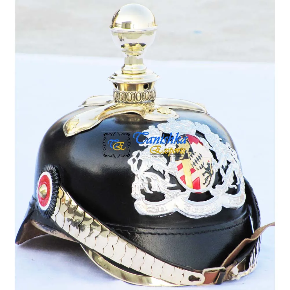 Немецкий кожаный прусский шлем, немецкий баварский шлем Picklehaube