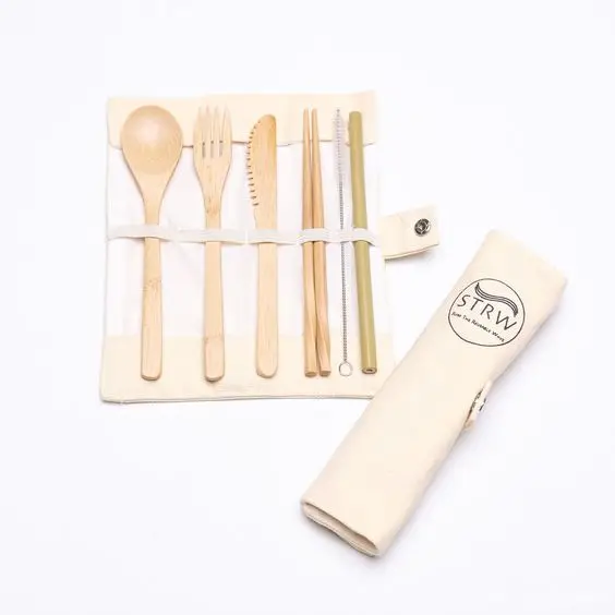 
Amazon Hot Selling 2020 Bamboo Wooden Spoon Fork Knife Flatware Reusable Eco Friendly Vietnam Bamboo Cutlery 