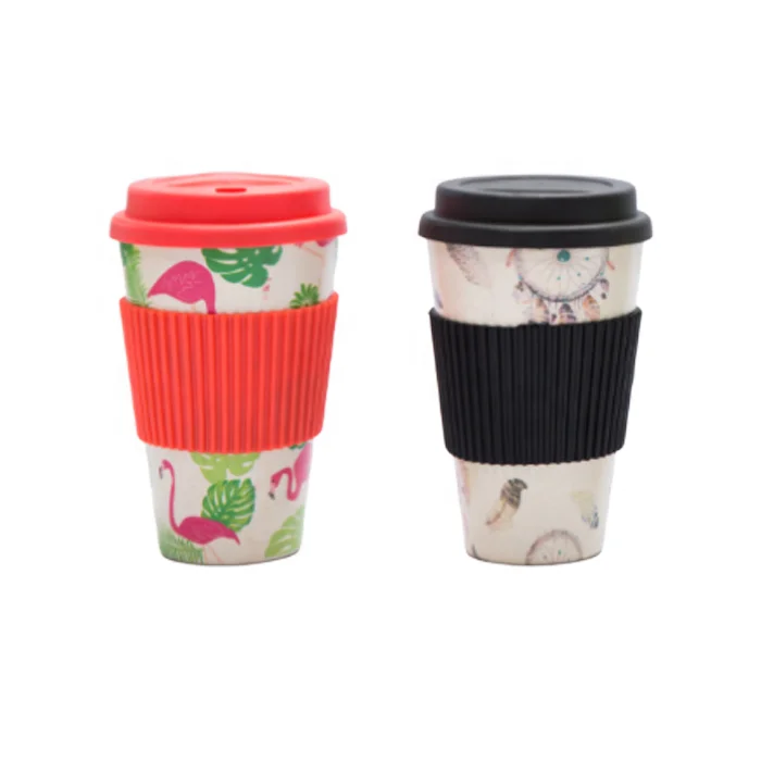 bamboo coffee cup with tight seal cover and sip hole