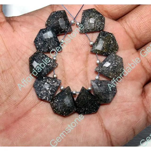 Natural Black Sunstone Diamond Shape Gemstone Top Drilled Gemstones Polished gems Jewelry making Stone 15x15 MM