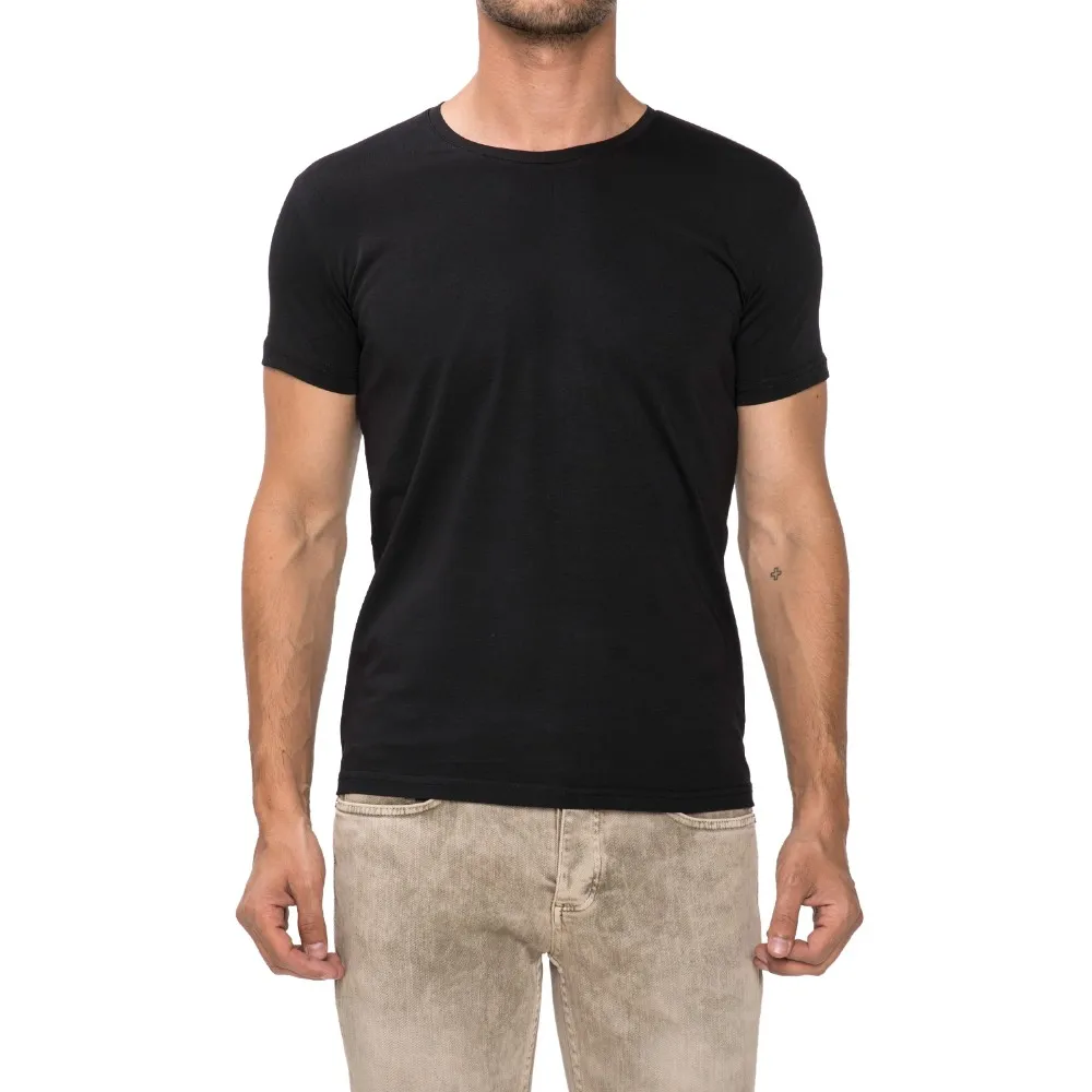 
Лучшая дешевая мужская футболка из 95% хлопка, приталенная черная белая мужская футболка без рисунка 