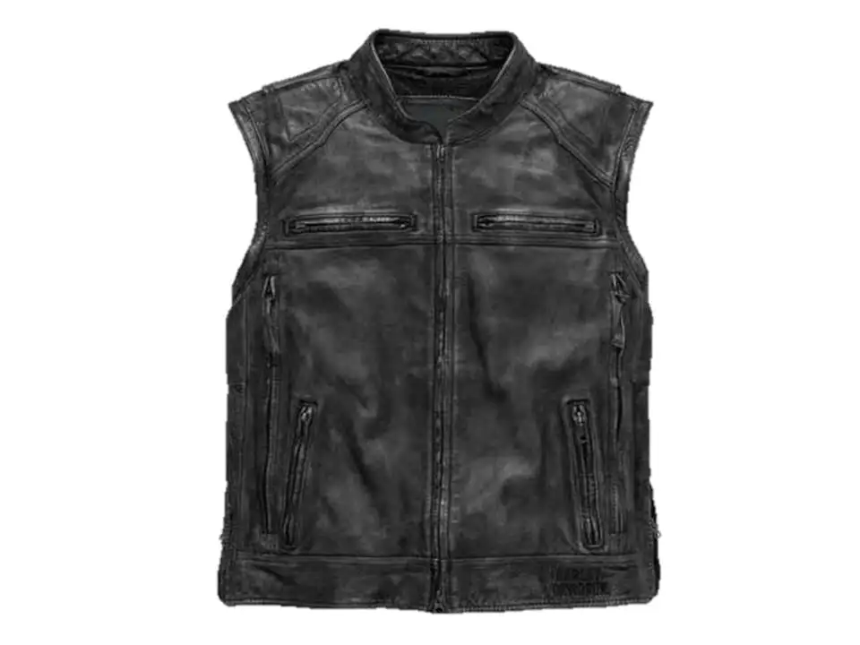  Mens Harley Davidson Dauntless Convertible 2 in 1 Biker Real Leather Jacket/