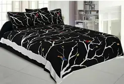 Pure Cotton Black Color Double Bed Sheet with 2 Pillow Covers low price beautiful floral printed
