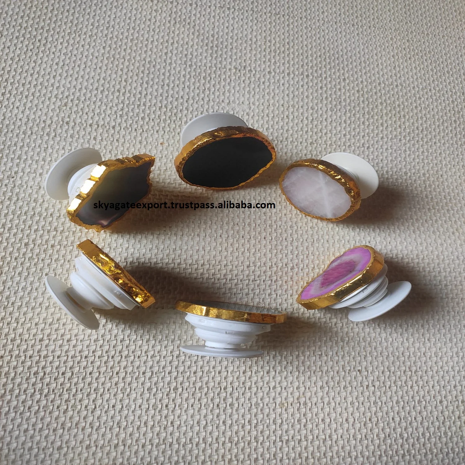 WHOLESALE  NATURAL CRYSTAL MOBILE PHONE HOLDER CELL PHONE GRIP AGATE SLICE BUY FROM SKY AGATE EXPORT