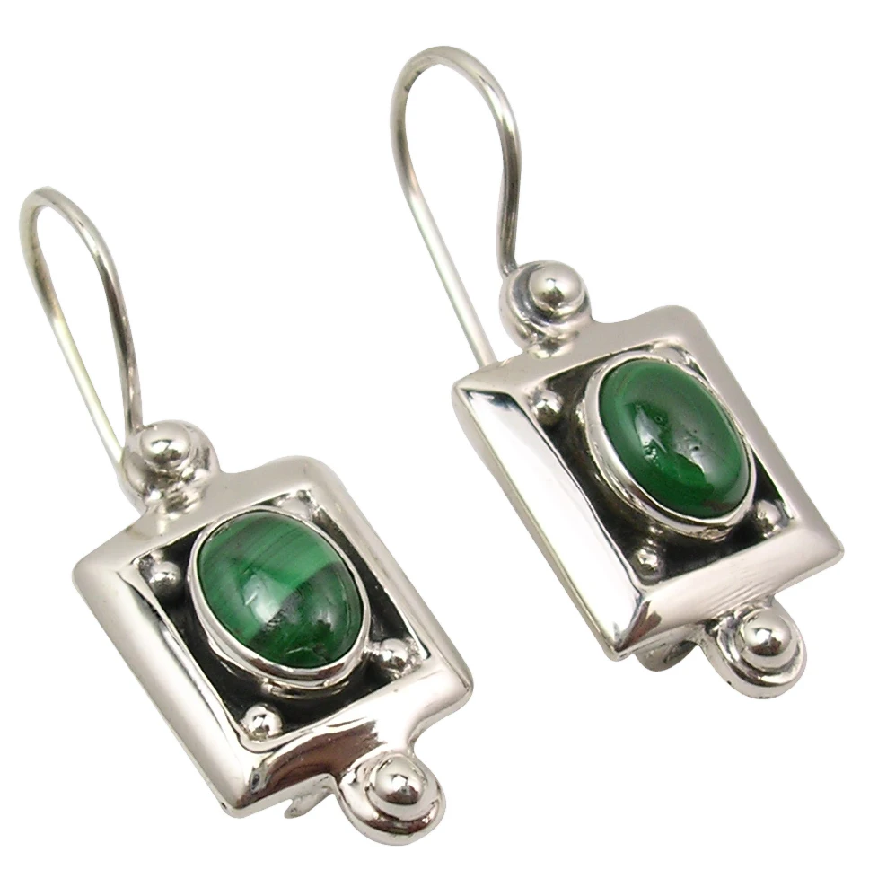 
Exclusive online supplier 925 real sterling silver cab oval green malachite earrings fine jewelry collection store 
