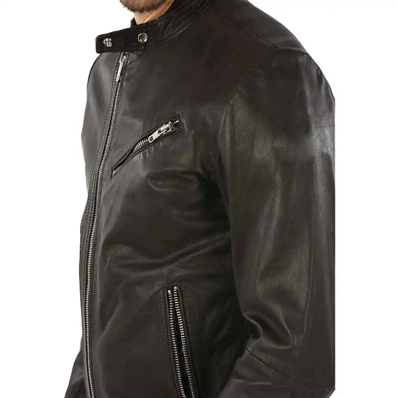 Pure leather motorcycle jacket black leather jacket for men Moto Racer Leather Jacket