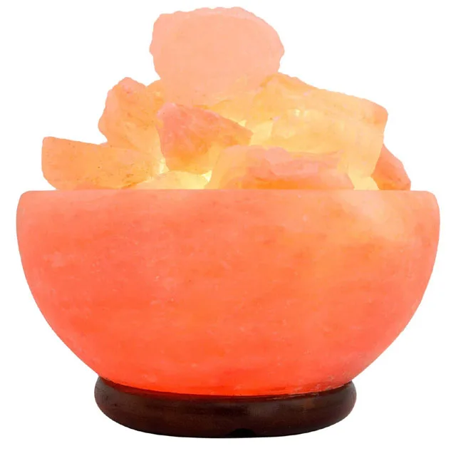 Top Selling Himalayan Salt Lamp Fire Bowl Carved Pyramid Style with Decorative Salt Chunks for Home Decoration