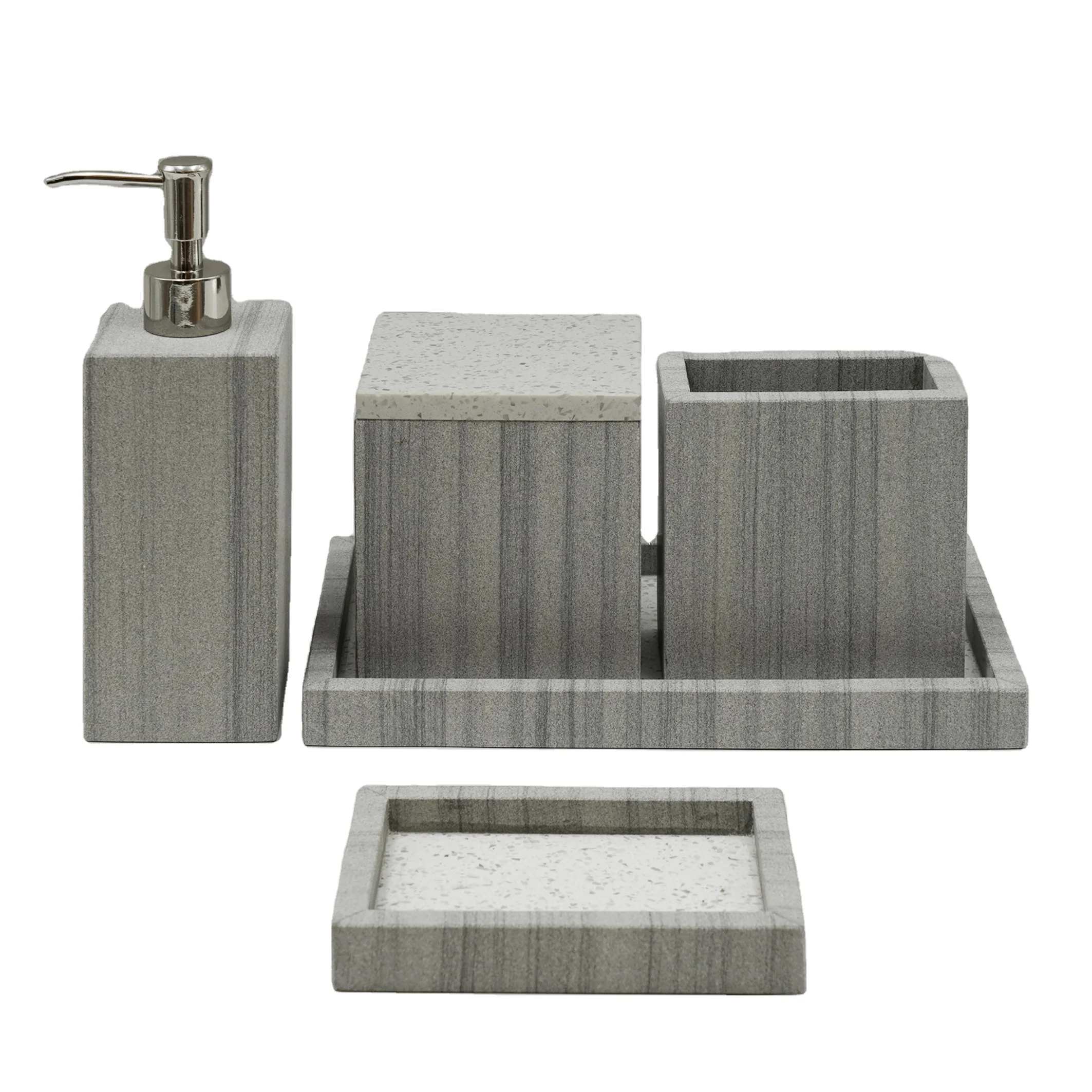 Grey Stone collection combined with Terrazzo Bathroom Accessories