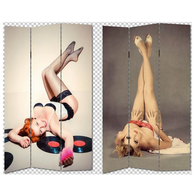DECORATIVE SEXY GIRL 3 PANEL CANVAS/WOODEN FOLDING HOME ROOM DIVIDERS