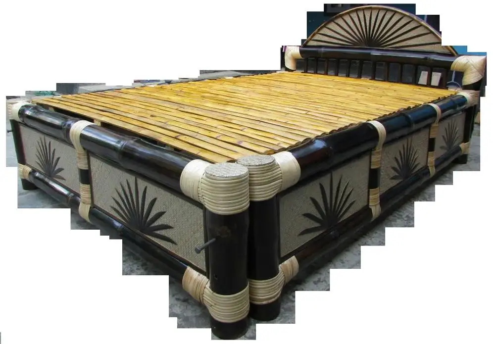  Elegant handmade easy modern king size natural bamboo folding bed for home hotel and