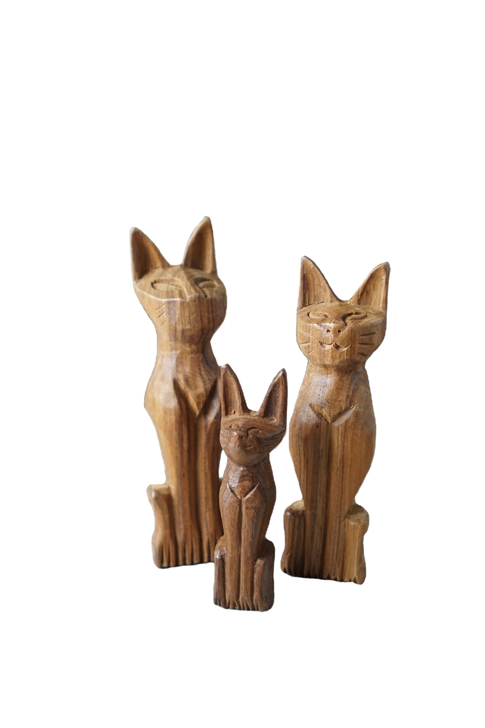 Premium Handicraft of Thailand Carved wood decor Cat wood Home decoration