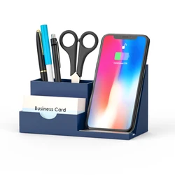 Pen Holder Fast Wireless Charger Desk Stand Organizer, Wireless Charging Station, Qi Certified Charging Dock for Iphone 1 X USB