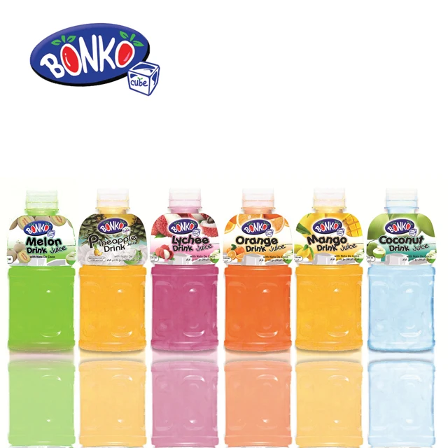 
Fruit Drink Juice Mango with Nata De Coco 320ml Plastic bottle BONKO cube brand 