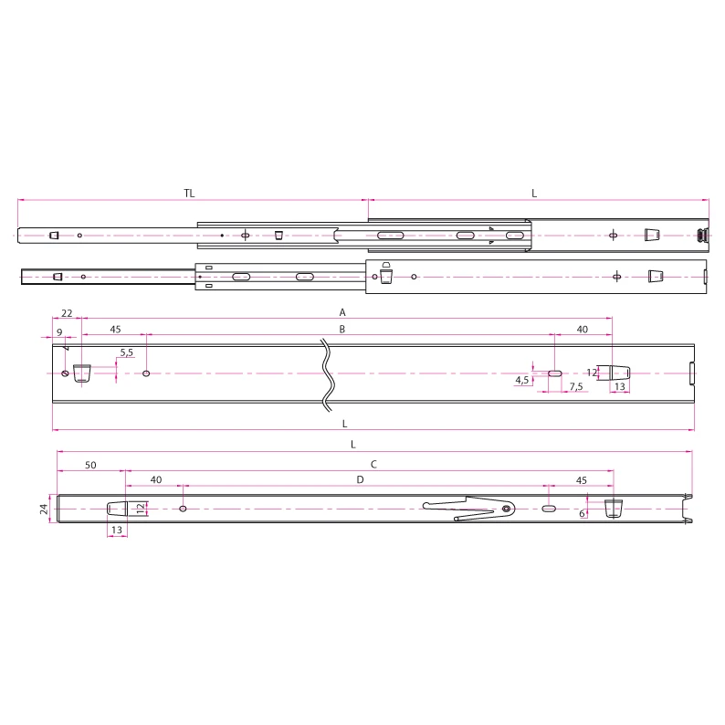 Metal Drawer Bayonet Slide heavy duty