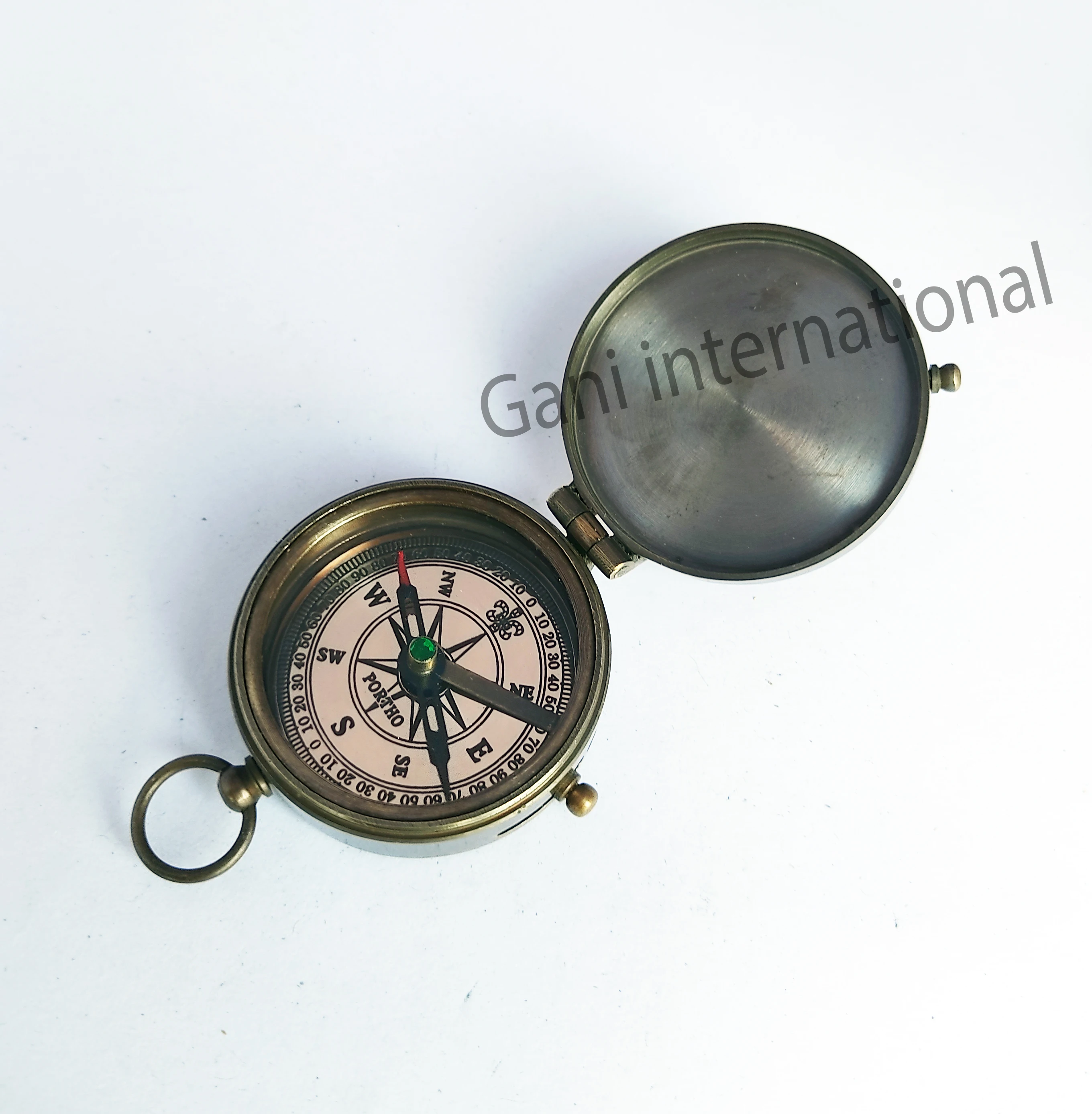 Nautical Brass flat Pocket Compass Anniversary Gift Engraved compass For Camping