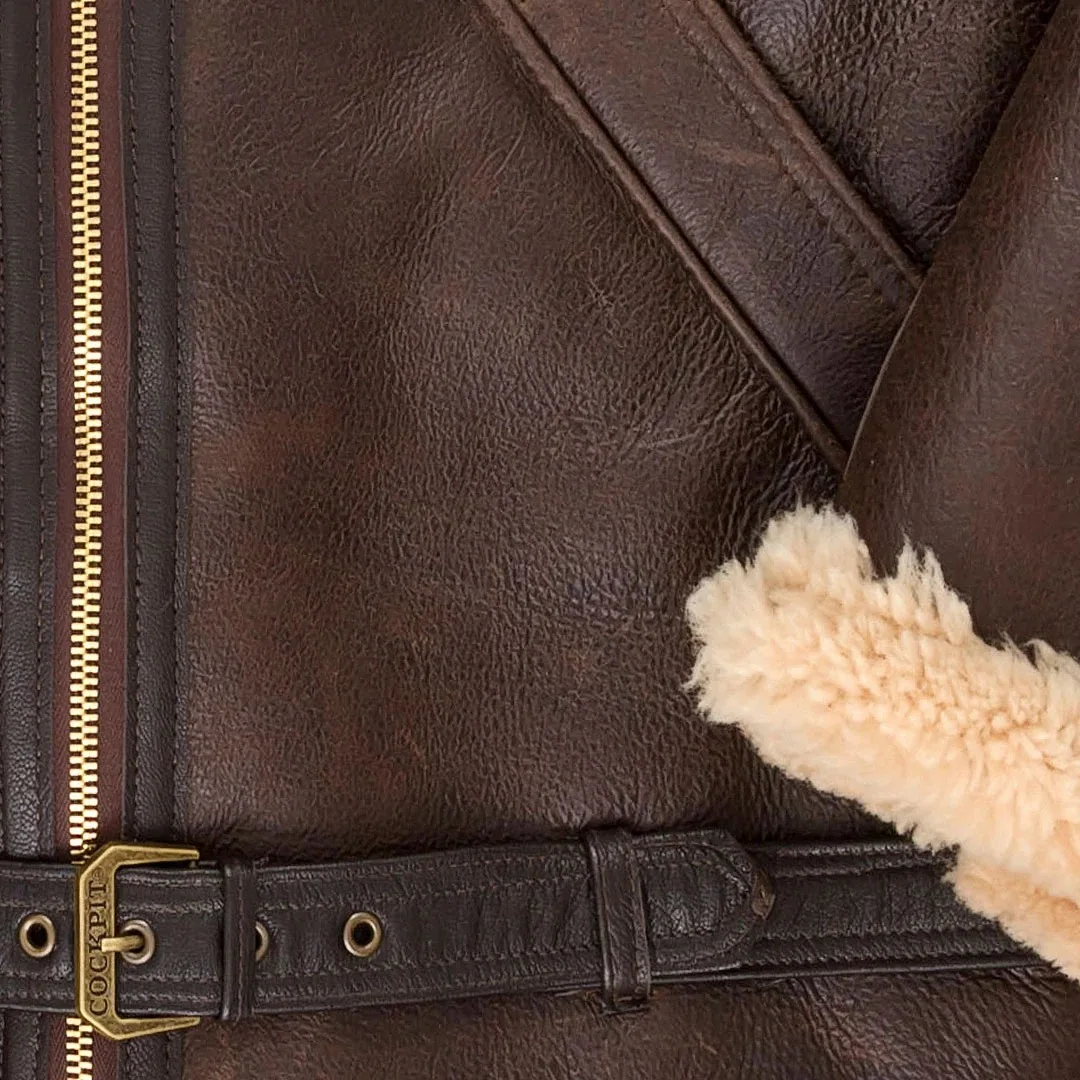 sheepskin shearling slip pockets designer faux fur wool coat fleece jacket for mens