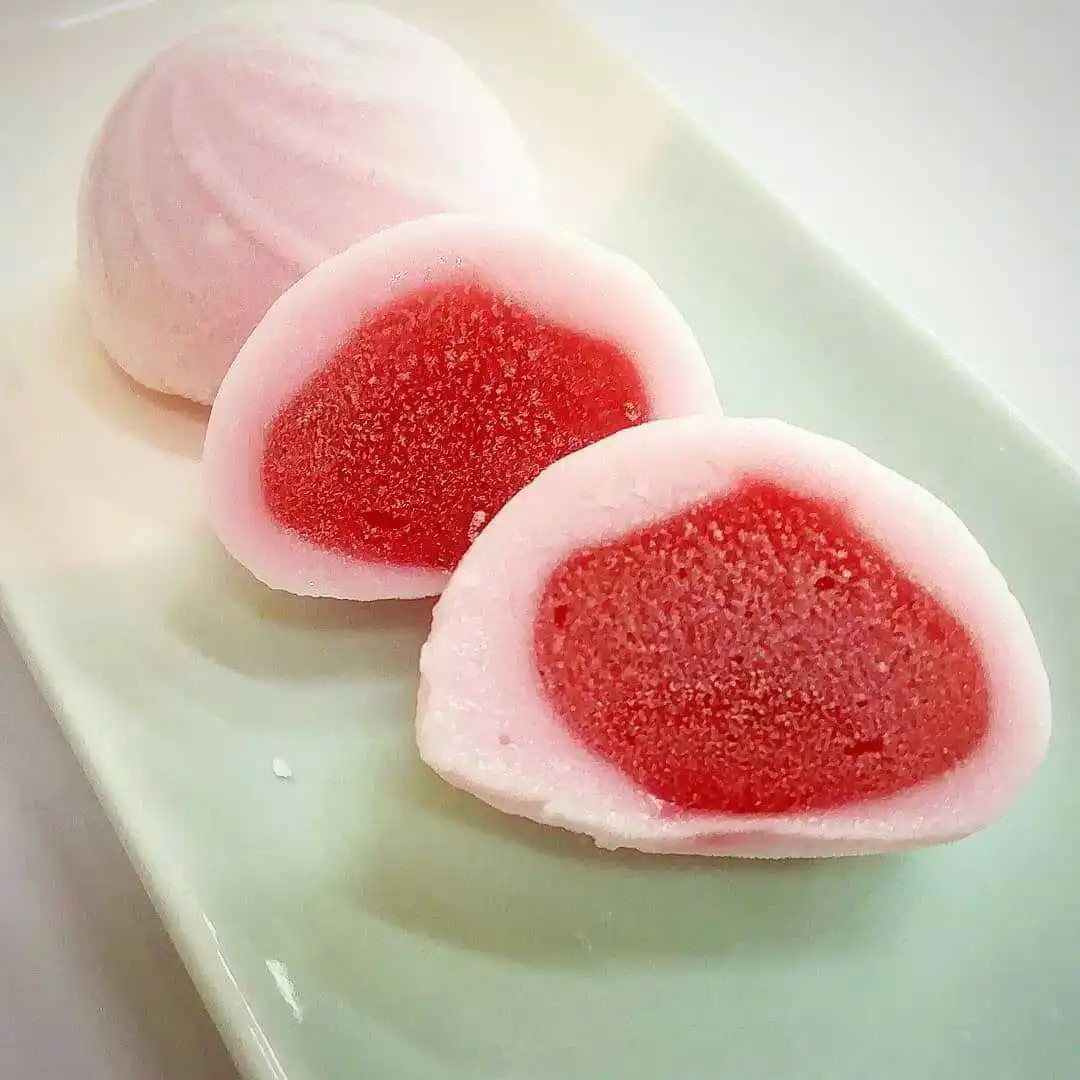 
Delicious Strawberry Premium Mochi Bags Packaging Desserts For Children, Adults And Vegetarian 