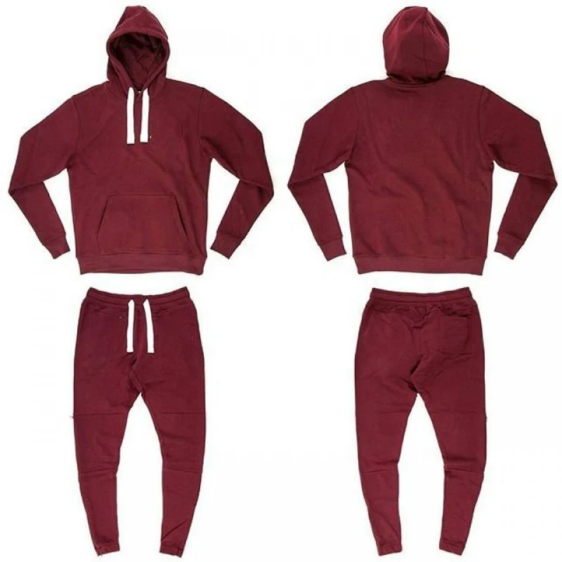 Complete tracksuits with customized color design & artwork unisex pullover tops & pants    100% cotton plain causal sweat suits