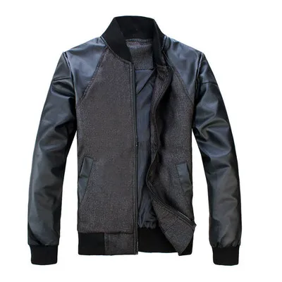 Новейший товар оптовая продажа куртка из зеленой искусственной кожи с воротником-стойкой и длинным рукавом Повседневная Свободная мужская