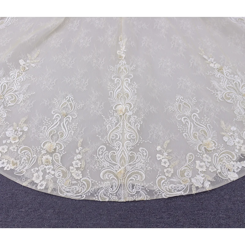 Eslieb SJ196 actual photo champagne high necklace 3D lace luxury graceful  gorgeous ball gown wedding dress