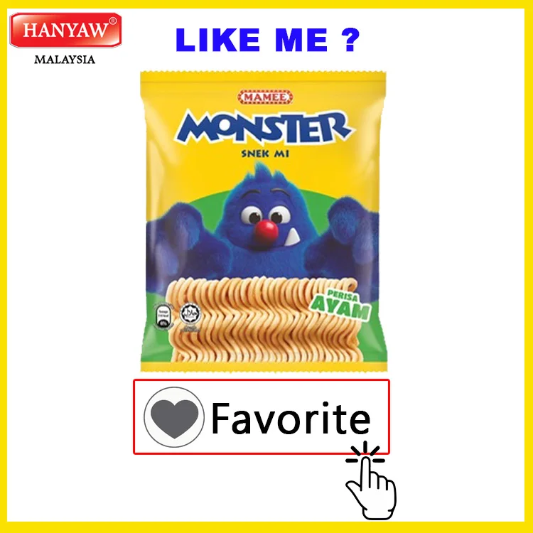[Malaysia] Fast Shipping + Halal Certified Mamee Monster Snack Mi Chicken Flavour ( 25g x 8 pcs / Ctn)