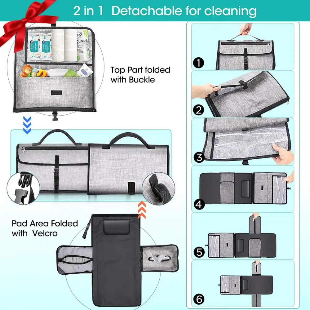  XL 6 Pockets Holding Anything Diaper changing mat Portable Baby Changing