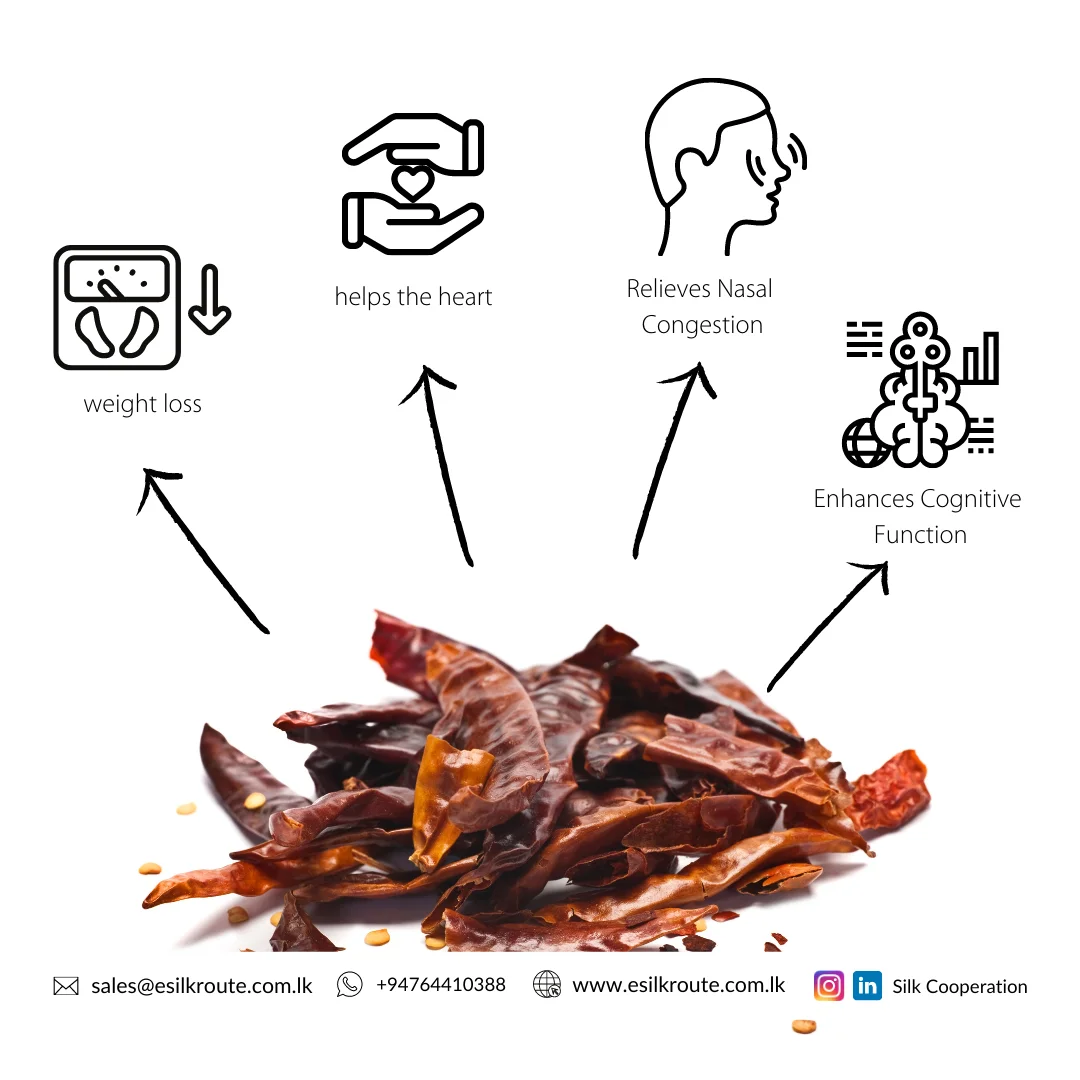 100% Pure Fresh Red Hot Organic Natural Dried Chili Pepper Pods from Sri Lanka