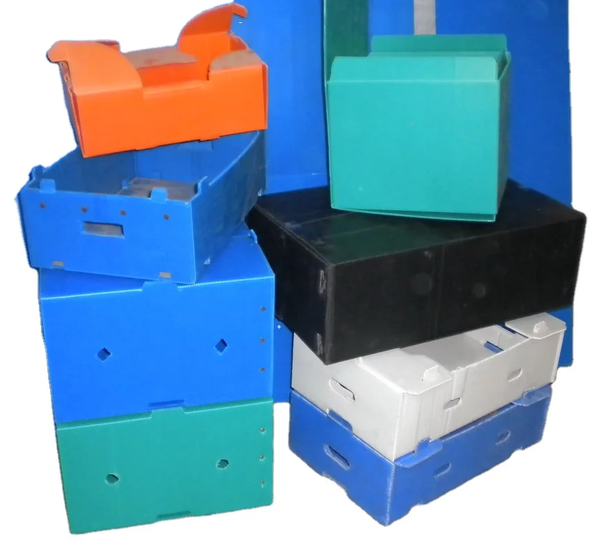 UP PP plastic corrugated boxes blue color 600 x 400 x 300 mm customized size food grade ASTM  iso 9001:2015 industrial grade