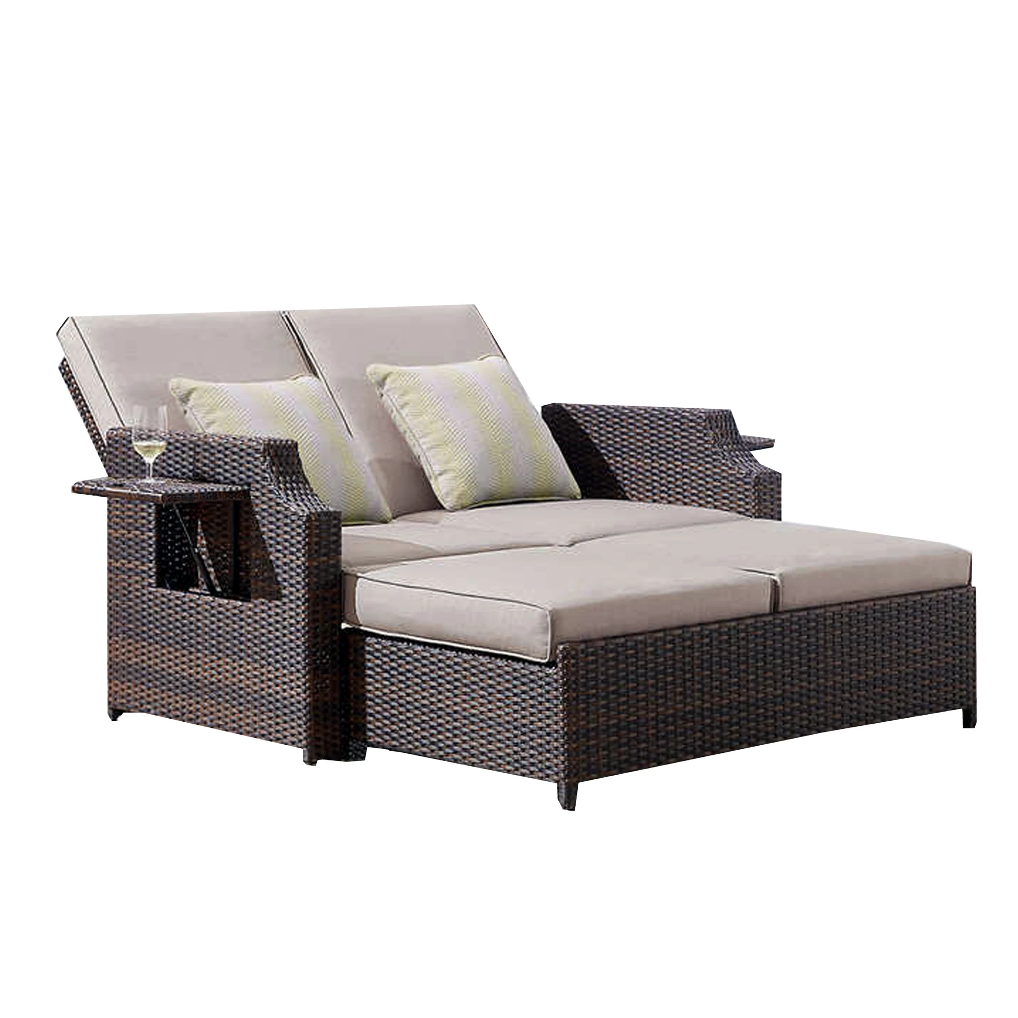 patio garden furniture rattan wicker leisure aluminium rattan outdoor garden lounger daybeds with canopy