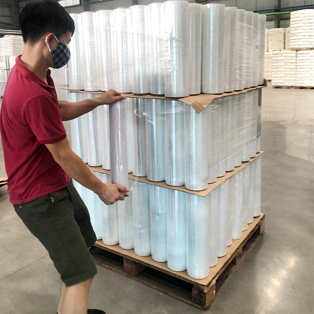 8.9.10.12mic film packaging stretch film sun wrap manufacturer Clear Plastic stretch pe film