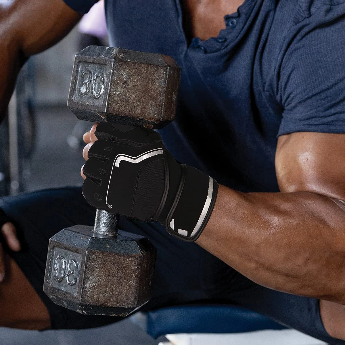 Gym Gloves for Men Fingerless Weight Lifting Glove with Wrist Support Workout Cycling Mitten for Crossfit Exercise Fitness