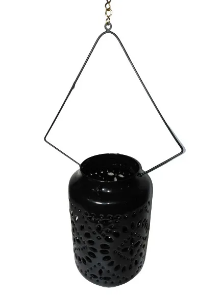 planter black hanging planter for wall and garden in cylinder shape in iron.