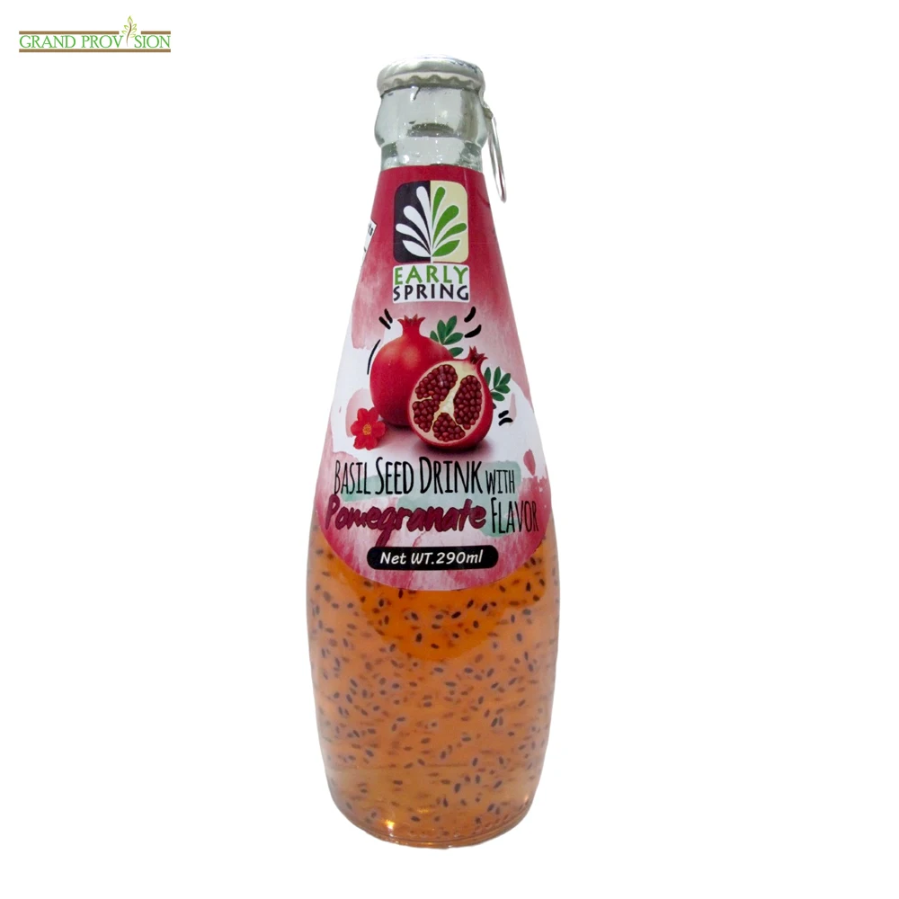  Освежающий и восхитительный напиток из семян базилика 290 мл с ароматом граната Таиланда
