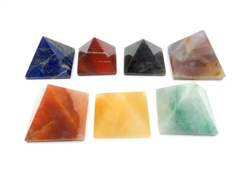 
Pyramid Chakra Set Pyramid Shaped Chakra Stone Chakra 7 Pyramid Set Reiki Metaphysical Crafting 