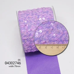 75mm Glitter Small Sequin fabric Ribbon for Hair Bows Headband/ribbons, customize color 25 yards per roll Wholesale DIY