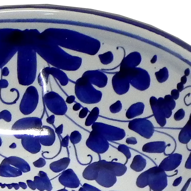 20CM / 7.8IN CERAMIC ROUND BOWL WITH BLU BIRD DESIGN HANDMADE IN ITALY