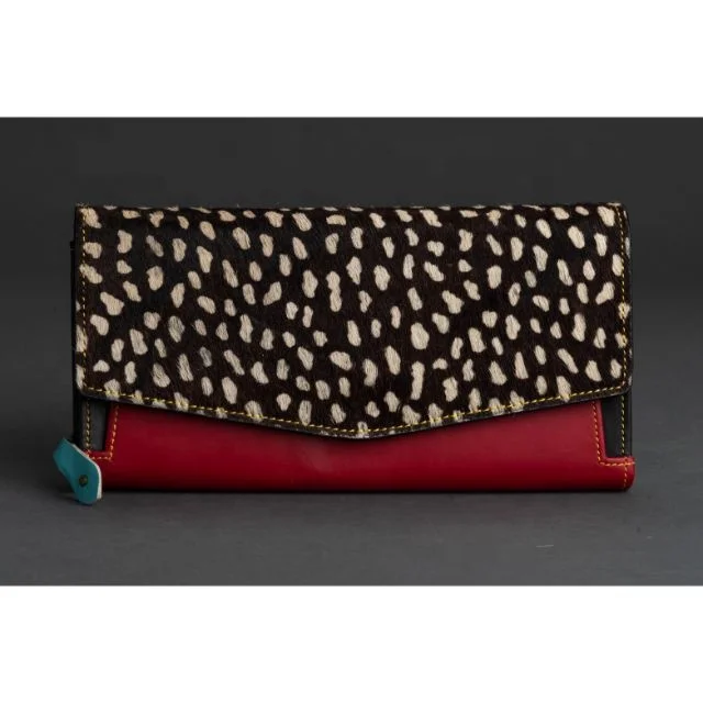 Real Handmade Recycled Animal Print Fur Leather Women Clutch Stylish Stubby Rainbow Color Multiuse Purse ATM Card Holder Wallets