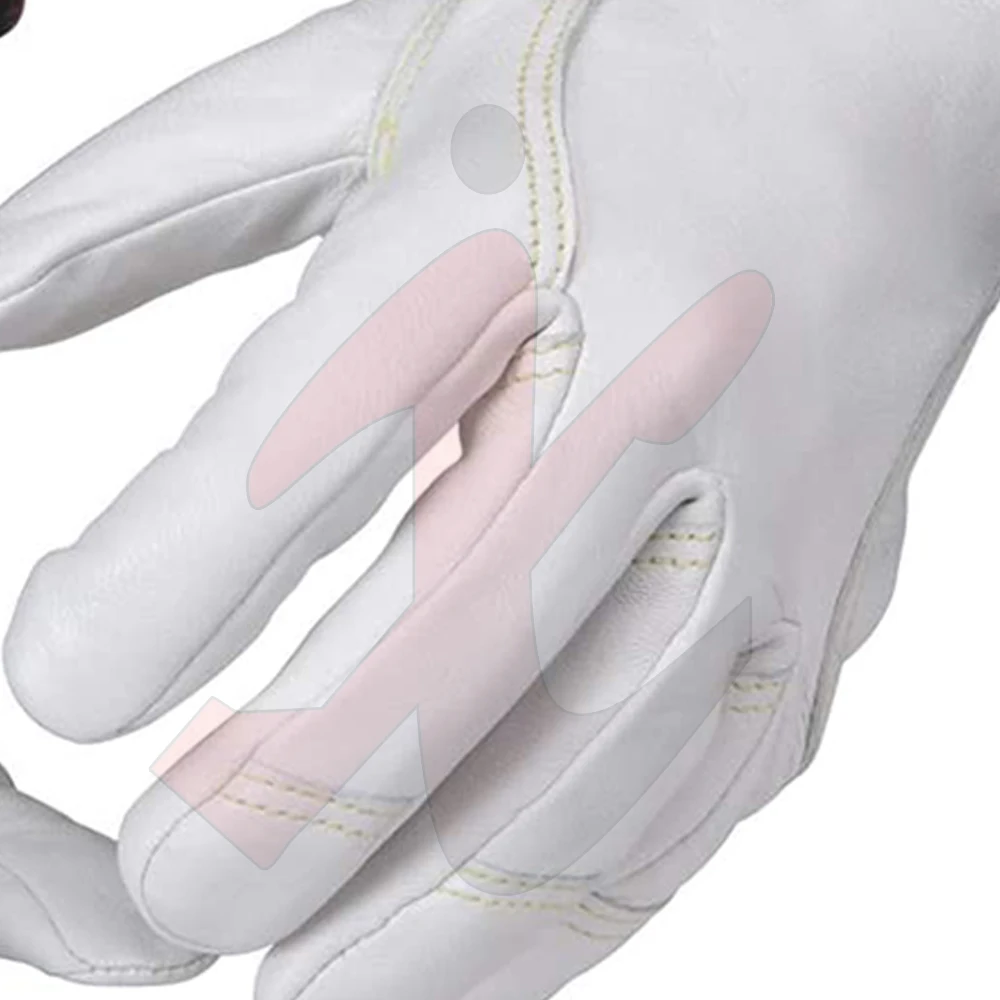 long cuff white top cow/goatskin grain protective leather welding hand gloves for soft tech
