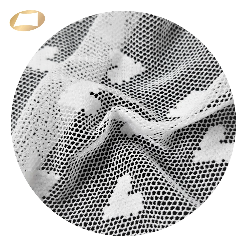 Soft high quality heart jacquard nylon lace fabric for veil