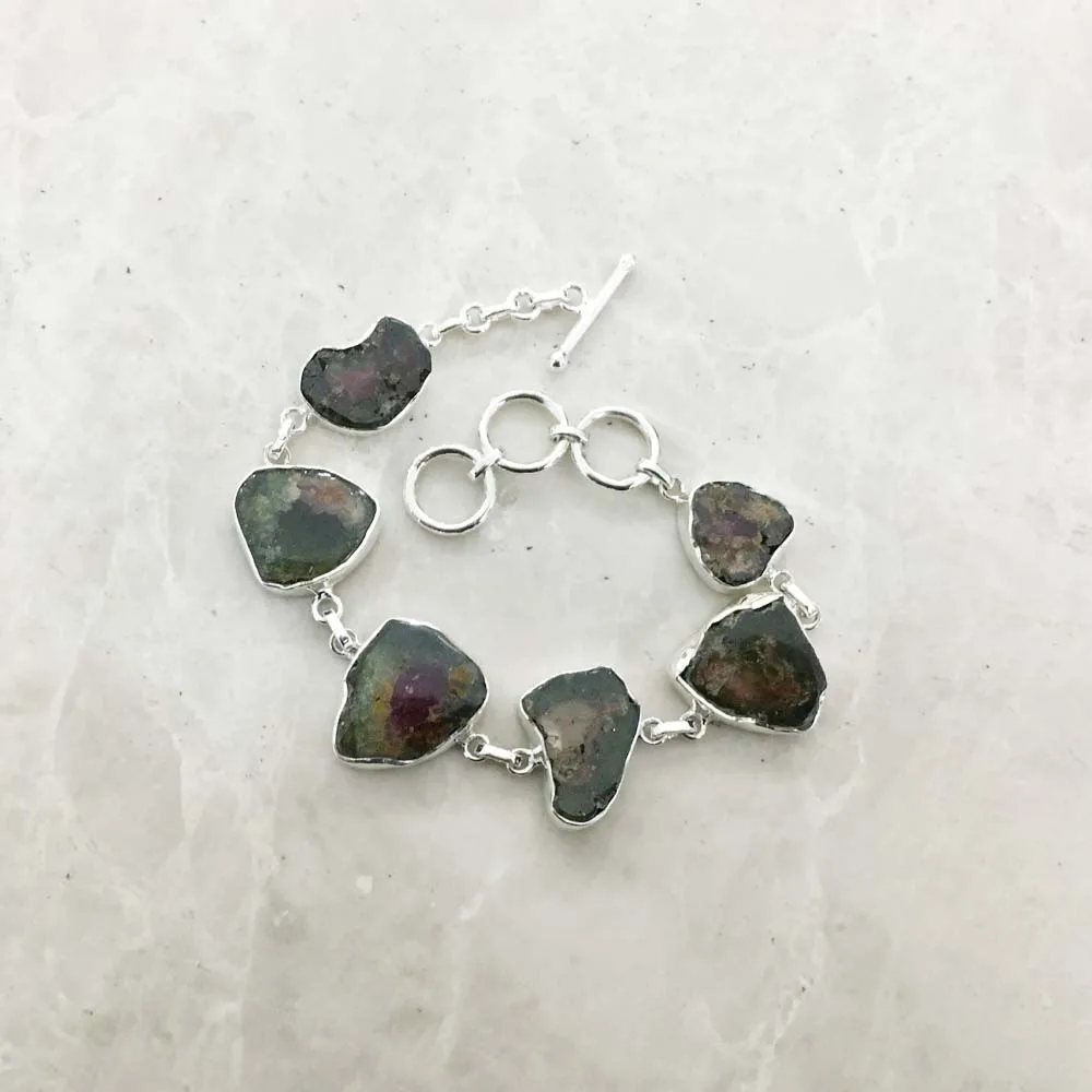 Handcrafted Fantastic Look Indian Silver Jewelry Watermelon Tourmaline Wholesale Silver Multi Tourmaline Silver Beads Bracelet