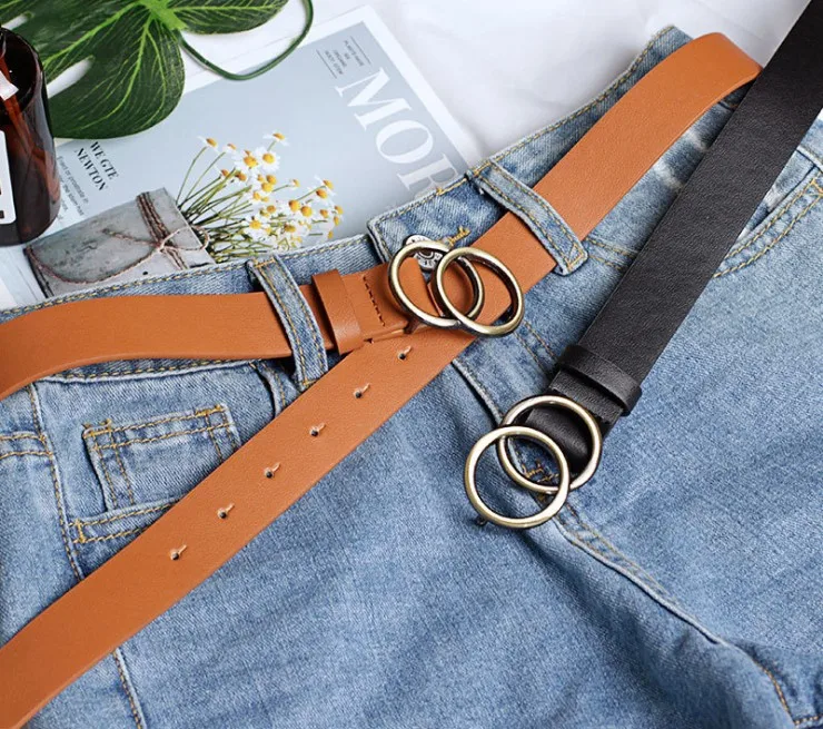  Женское платье из искусственной кожи с жемчужной пряжкой без отверстий 2019