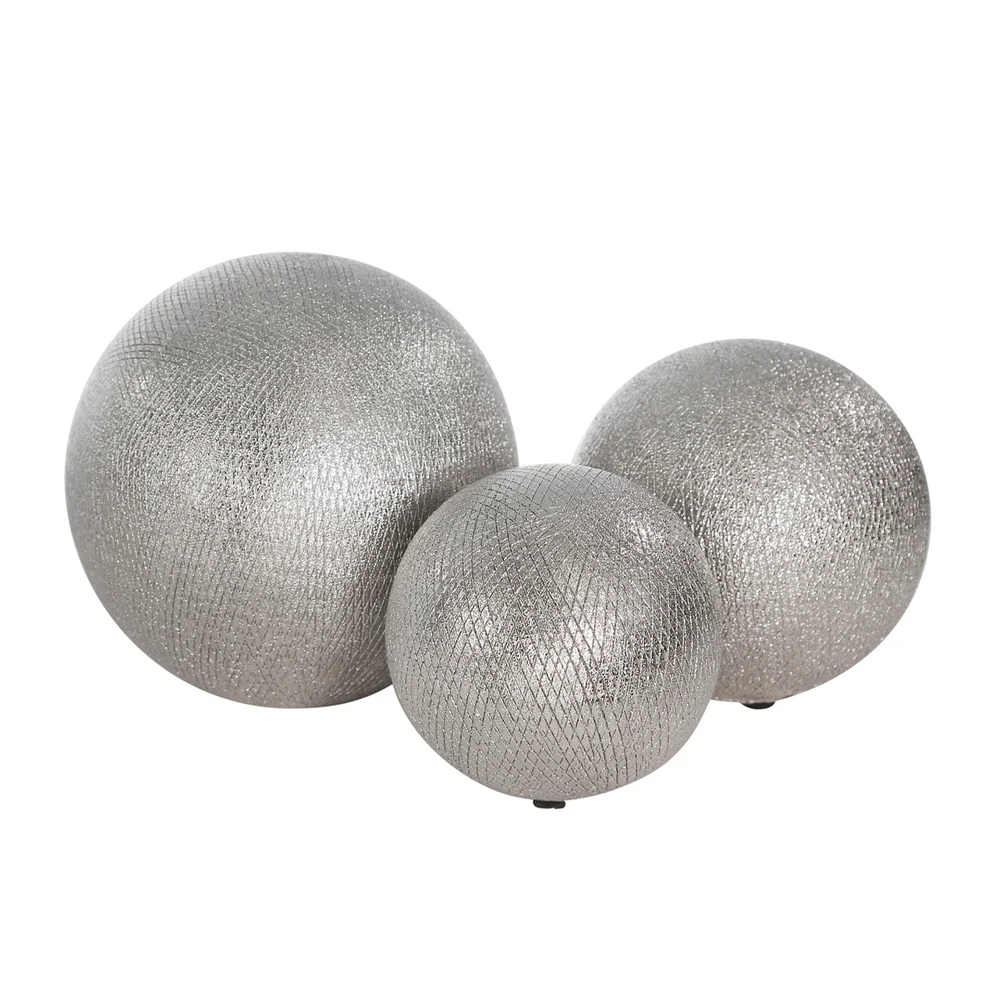 Sagebrook Home S/3 Ceramic 6/5/4 Inch Orbs Silver Color Premium Quality Product Wholesale Supplier