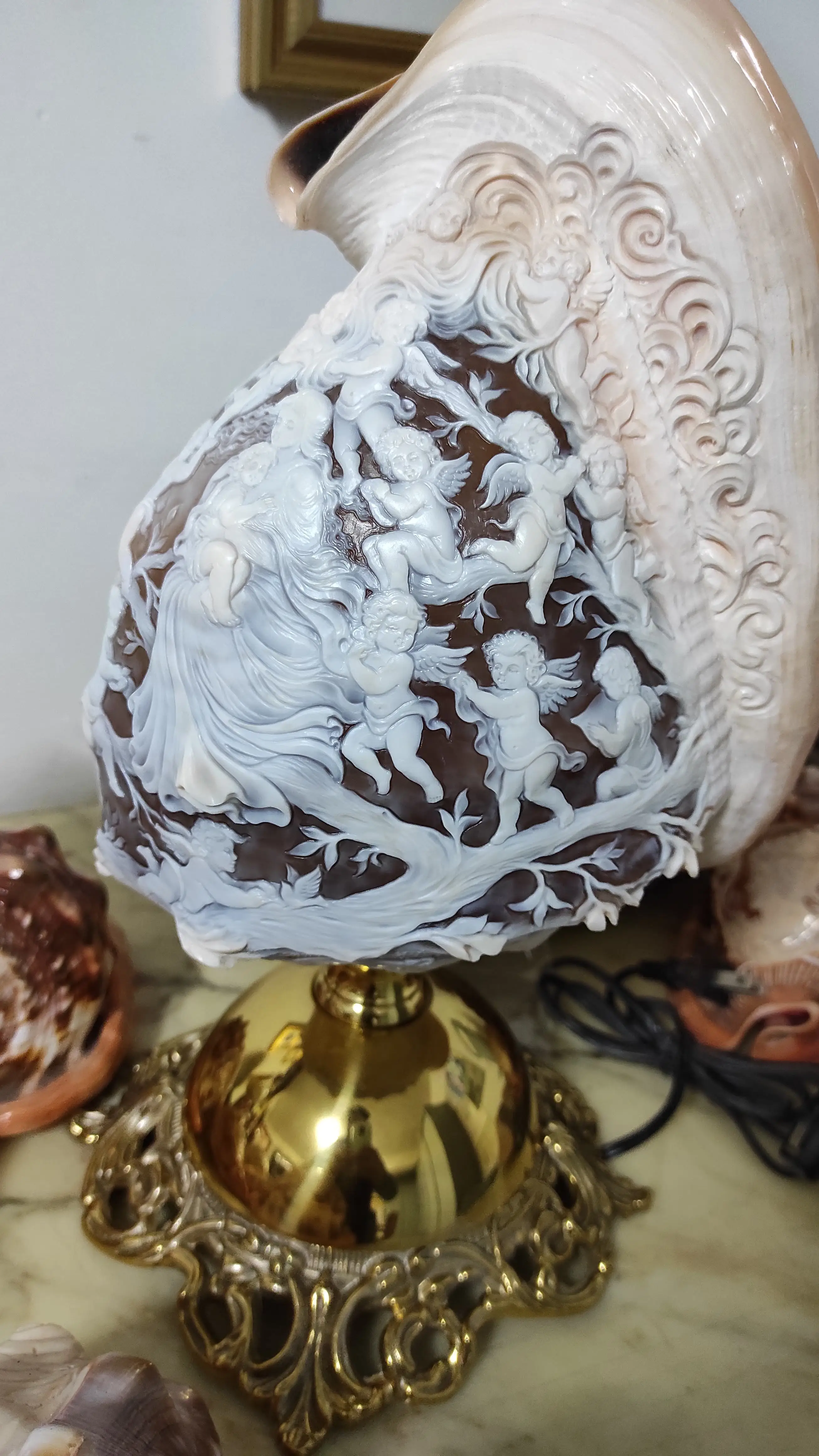 Loose Handcarved Sardonyx Shell Cameo from Torre Del Greco Italy Natural camafeo full shell carving customizable