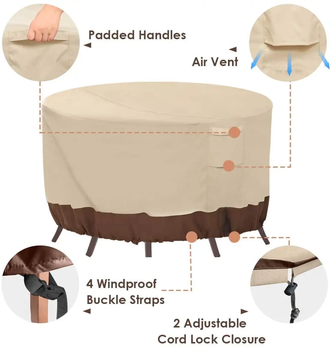 
Factory 420D Oxford Fabric Windproof Waterproof Snowproof Anti UV Garden table cover patio Furniture cover with Storage bag 