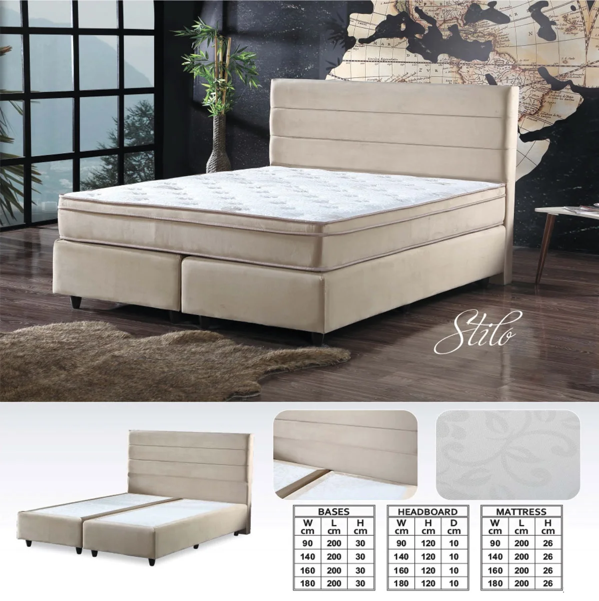 Turkish Furniture bed headboard mattress wardrobe dresser side table bed base Ottoman storage boxspring pocket spring mattress