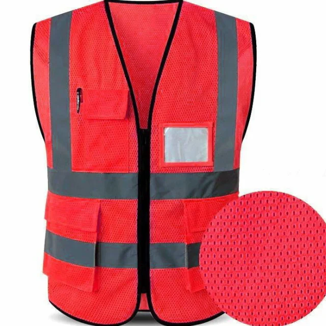 High Visibility zip mesh protective reflective vest Quality safty vest and logo