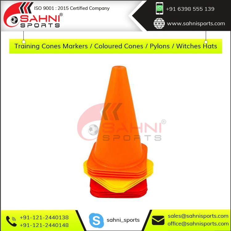 Premium Quality Durable Soccer Training Cones Markers / Colored Cones / Pylons / Witches Hats