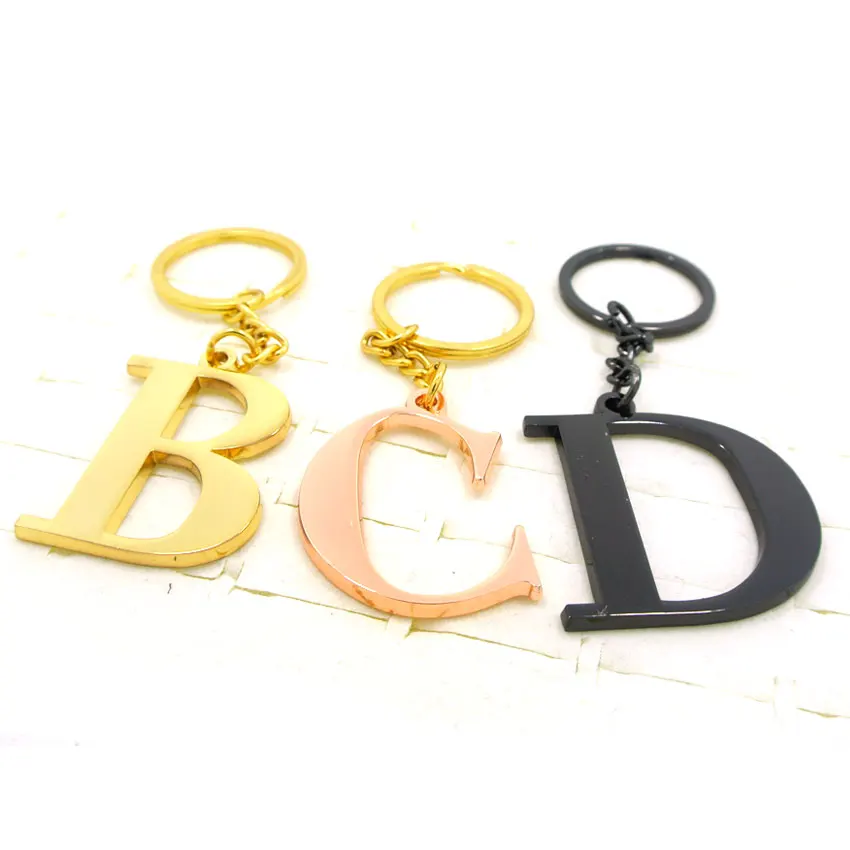 custom metal English alphabet promotional zinc alloy initial letter name keychain